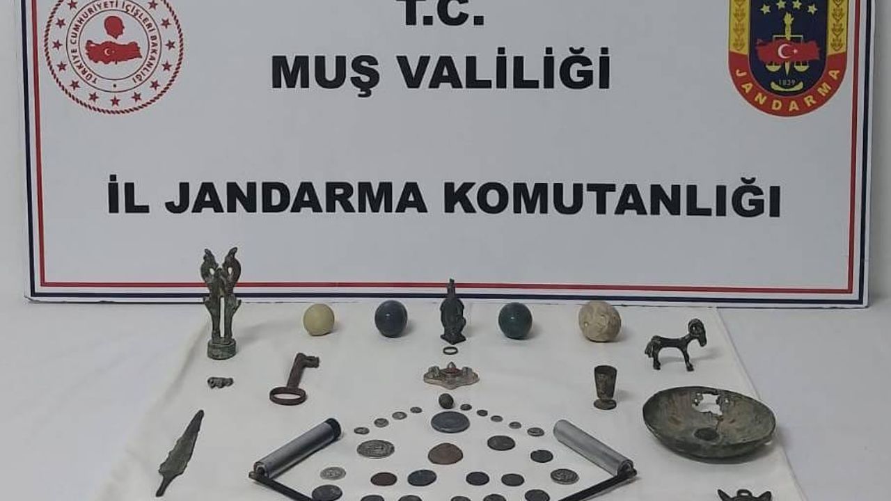 Muş'ta düzenlenen operasyonda 25 sikke ve 18 obje ele geçirildi