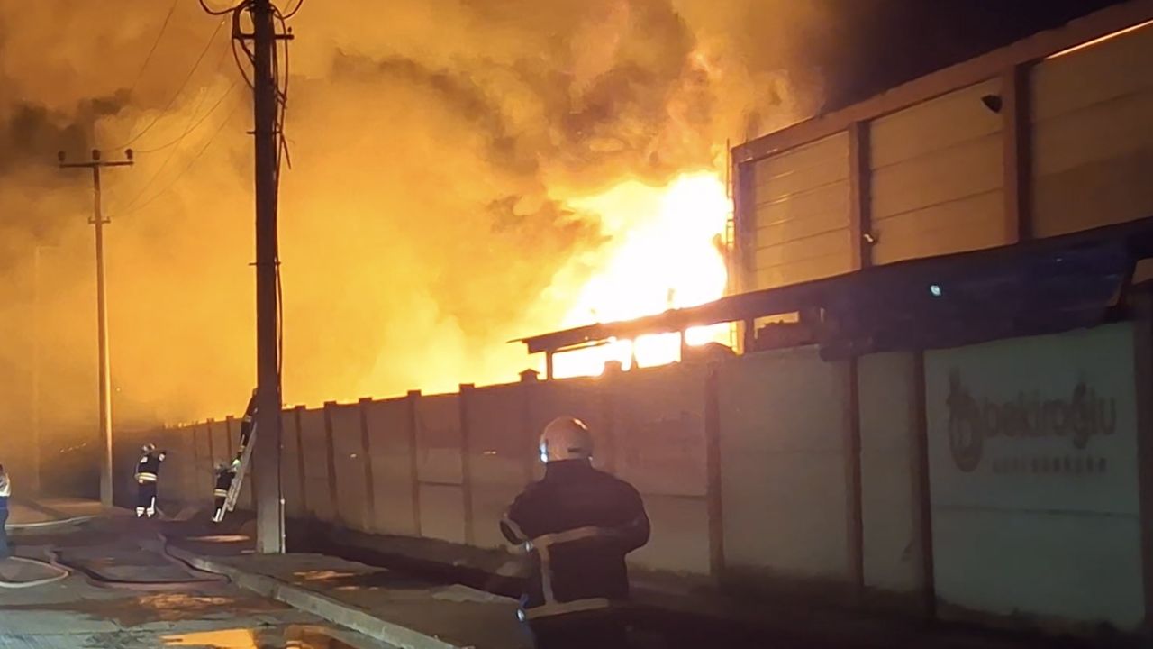 Samsun'da geri dönüşüm fabrikasında çıkan yangına müdahale ediliyor