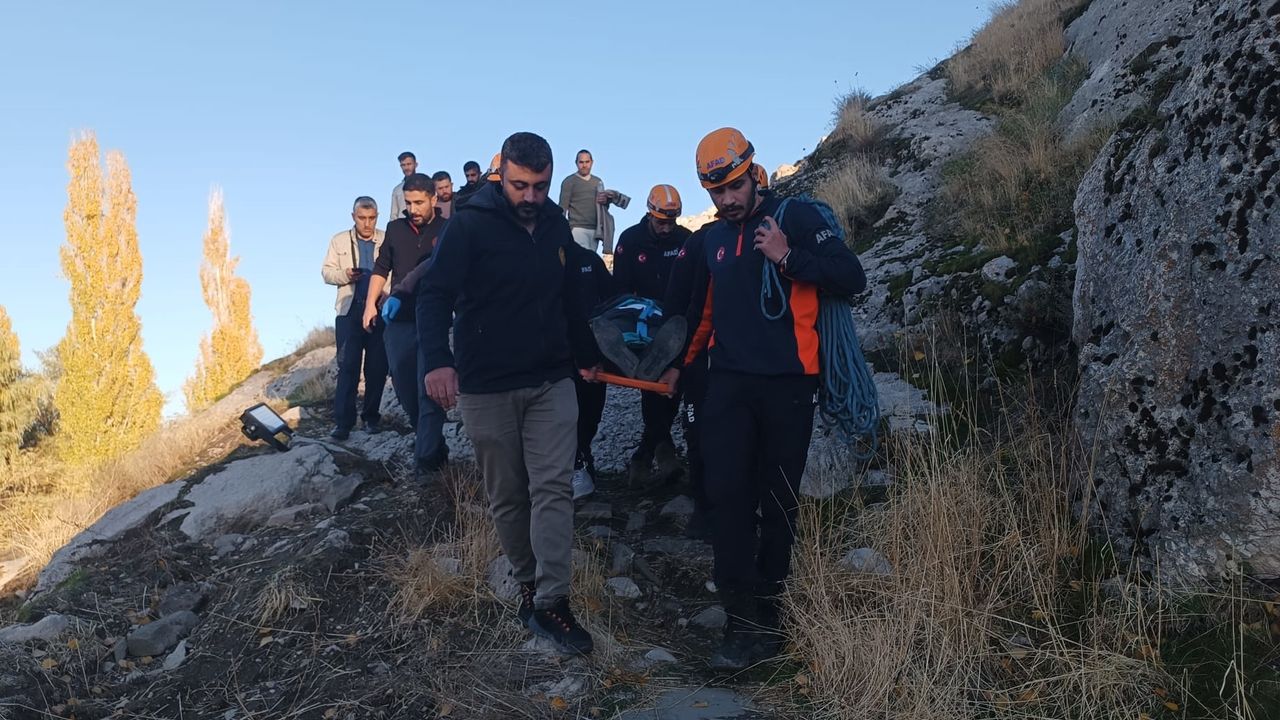 Van Kalesi'nde kayalıktan düşen kişi ekiplerce kurtarıldı
