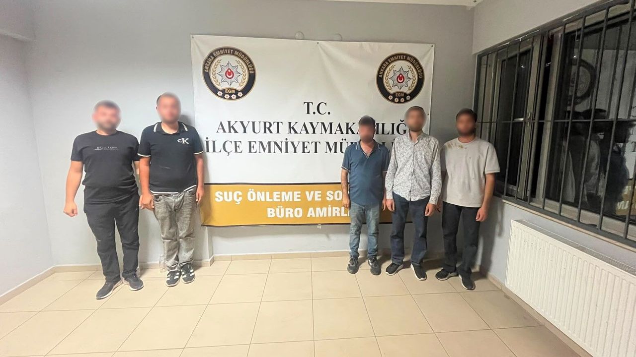 Akyurt'ta polisten kaçan 5 şüpheli yakalandı