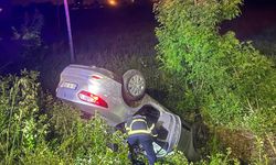Samsun'da tarlaya devrilen otomobilin sürücüsü yaralandı