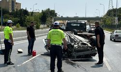 Arnavutköy'de takla atan otomobilin sürücüsü yaralandı
