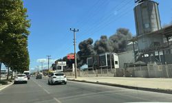 Sakarya'da yedek parça deposunda çıkan yangına müdahale ediliyor