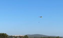 Çanakkale'de tarım arazisinde çıkan yangına havadan ve karadan müdahale ediliyor