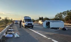 Anadolu Otoyolu'nun Düzce kesiminde devrilen otomobildeki 6 kişi yaralandı