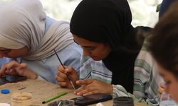 Erzurum'da Kültür Yolu Festivali'nin sanat atölyeleri Filistinli öğrencileri ağırladı