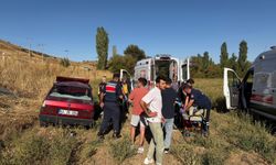 Konya'da yoldan çıkarak boş araziye giren otomobildeki çift yaralandı