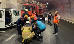 Çanakkale'deki Troya Tüneli'nde trafik kazası tatbikatı yapıldı