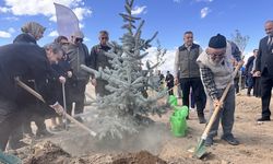 Erzurum'da sağlık çalışanları ve yaşlılar fidan dikti