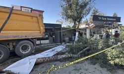 Malatya'da freni arızalanan kamyon 7 konteyner iş yerine çarptı