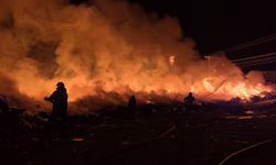 Tekirdağ'da atık toplama merkezinde çıkan yangına müdahale ediliyor