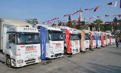 Kocaeli'den Gazze'ye 10 yardım tırı dualarla yola çıktı