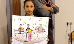 Sinop'ta ilkokul öğrencisi çizdiği karikatürle dünya birincisi oldu