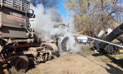 Tokat'ta çıkan yangında traktör kullanılmaz hale geldi