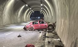 Zonguldak'ta tünelin duvarına çarpan otomobildeki 2 kişi yaralandı