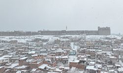 Diyarbakır'da tarihi yapılar kar yağışıyla beyaza büründü