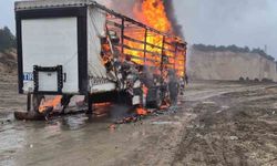 Bolu'da kağıt yüklü dorse alev topuna döndü