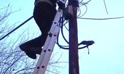 Direkte mahsur kalan kedi itfaiye tarafından indirildi