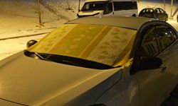Elazığ'da dondurucu soğuklara karşı araç camları kilimle korunuyor