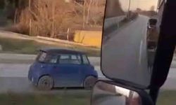 Ters istikamette canını hiçe sayarak ilerlediği anlar kamerada