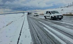 Adilcevaz'da kar ve buzlanma nedeniyle onlarca araç yolda kaldı