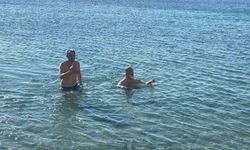Bodrum'da yeni yılın ilk gününde denize girdiler