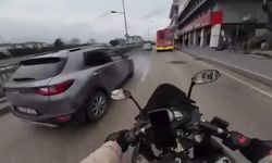 Bursa'da motosikletlinin ölümden döndüğü anlar
