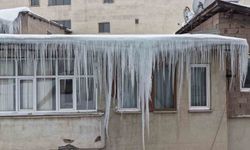 Muş'ta çatılarda oluşan dev buz sarkıtları tehlike saçıyor