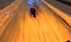 Şişme botu kızak yapıp ATV araçla çektiler