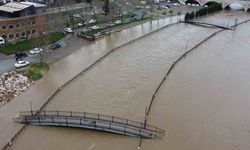 Biga'da yağış nedeniyle taşan Kocabaş Çayı dron ile görüntülendi