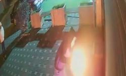 Büyükçekmece'de iş yerine molotoflu saldırı kamerada