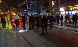 Sıkışan trafikte kontrolden çıkan taksi yan yattı