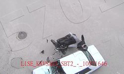 Amasya'da motosiklet ile otomobilin çarpıştığı kaza kamerada