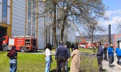 Düzce'de kauçuk fabrikasında baca yangını