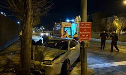 Kaldırıma çıkan otomobil ağaca çarptı: 2 yaralı