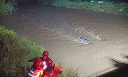 Menderes'te araç dereye uçtu, İzmir itfaiyesi seferber oldu