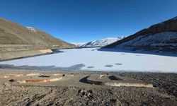 Zernek Barajı'nın buzları çözülmeye başladı