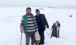 Ağrı'da Nisan karı köy yollarını kapattı