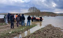 Barajda mahsur kalan ineği AFAD kurtardı