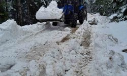 Bolu'da karla kaplanan yayla yollarını köylüler açtı