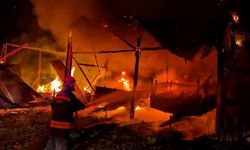 Bolu'da samanlığa yıldırım düştü: Samanlık ve traktör alev alev yandı