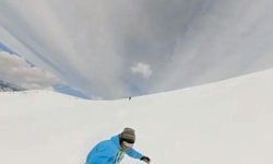 Giresun yaylalarında nisan ayında snowboard keyfi