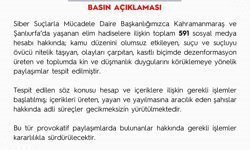 Kahramanmaraş ve Şanlıurfa'daki saldırılarla ilgili dezenformasyon üreten 591 sosyal medya hesabı hakkında işlem başlatıldı
