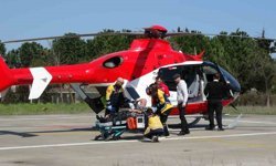 Kalp krizi geçiren hasta için ambulans helikopter zamanla yarıştı