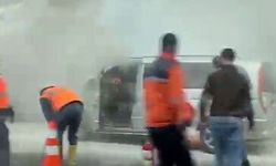 TEM'de minibüs yangını