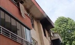 Düzce'de daireden yükselen alevler camları kırdı