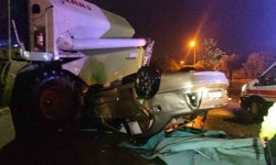 Tekirdağ'da taklalar atan otomobilin fuar alanına uçtuğu kaza kamerada