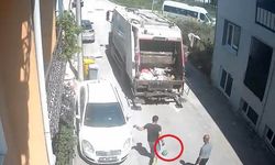 Temizlik işçilerinin topla eğlendiği anlar kamerada