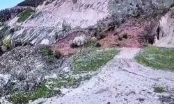Tokat'ta heyelan güvenlik kamerasına yansıdı