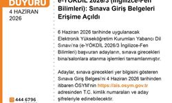 e-YÖKDİL 2026/3 sınava giriş belgeleri erişime açıldı
